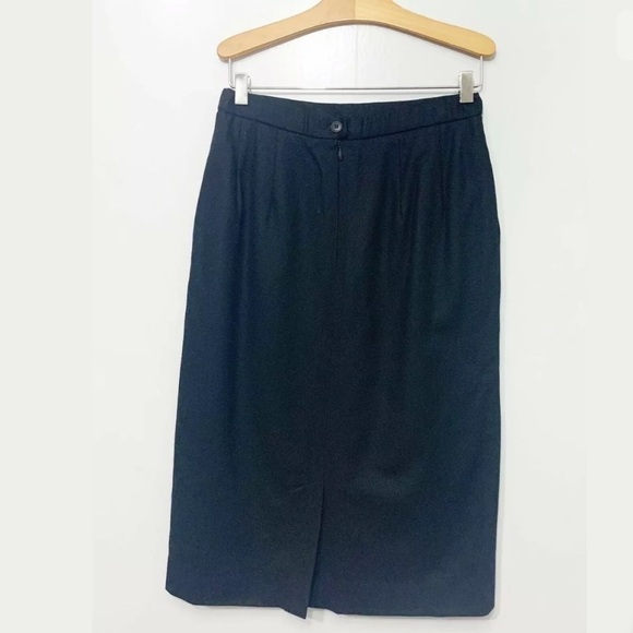 Pendleton Black Pure New Wool Pleated Lined Vintage Pencil Skirt Career Office - Picture 2 of 4